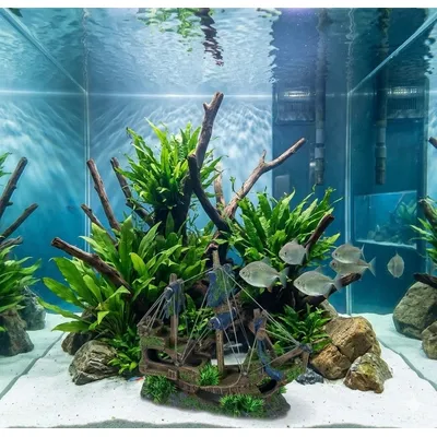 Décoration aquarium grande épave de navire cachettes poissons