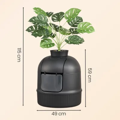Feandrea Meuble pour Litière de Chat avec Plante Artificielle