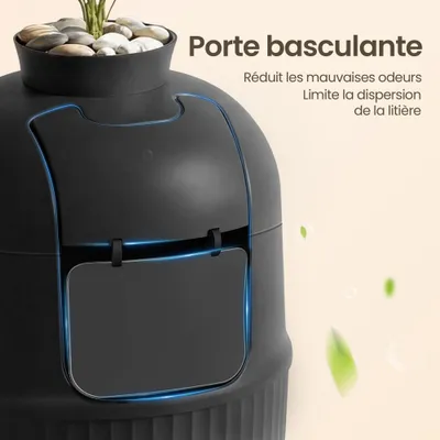 Feandrea Meuble pour Litière de Chat avec Plante Artificielle