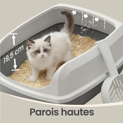 Feandrea Bac à Litière pour Chat Parois Hautes XL avec Pelle Feandrea Bac à Litière pour Chat Parois Hautes XL avec Pelle