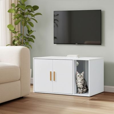 Feandrea Maison pour Chat à Double Porte, Entrée Frontale, 80 x 50 x 45 cm