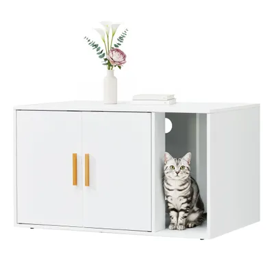 Feandrea Maison pour Chat à Double Porte, Entrée Frontale, 80 x 50 x 45 cm