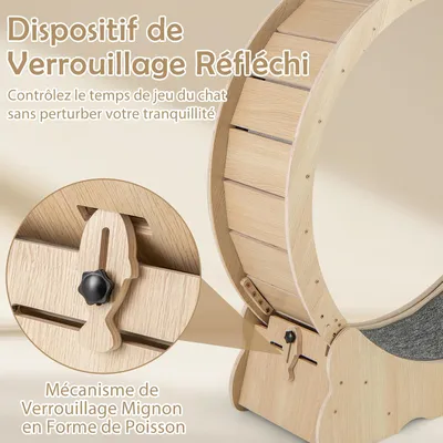 GIANTEX Roue d’Exercice Chat φ101 cm,Bois, Verrou,Antidérapant,Silencieuse
