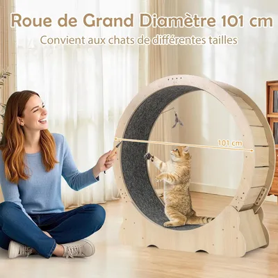 GIANTEX Roue d’Exercice Chat φ101 cm,Bois, Verrou,Antidérapant,Silencieuse GIANTEX Roue d’Exercice Chat φ101 cm,Bois, Verrou,Antidérapant,Silencieuse