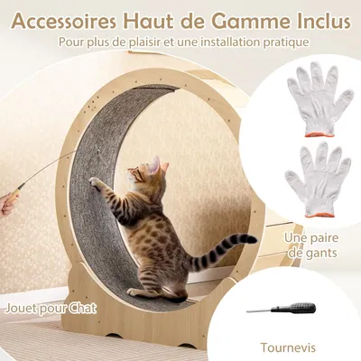 GIANTEX Roue d’Exercice Chat φ101 cm,Bois, Verrou,Antidérapant,Silencieuse GIANTEX Roue d’Exercice Chat φ101 cm,Bois, Verrou,Antidérapant,Silencieuse