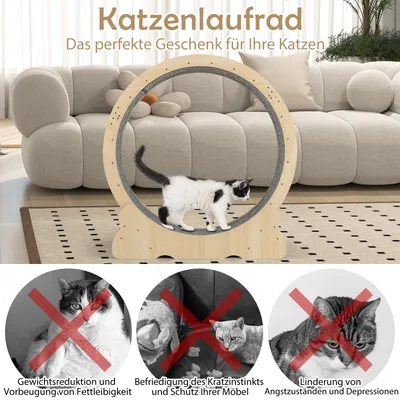 Giantex Katzenlaufrad Mit Teppich, Standfuß Und Katzenangel Giantex Katzenlaufrad Mit Teppich, Standfuß Und Katzenangel