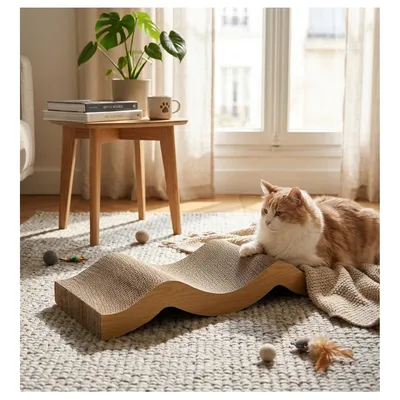 Carton à Griffer pour Chat 20 x 40 cm Vague Double Face Carton à Griffer pour Chat 20 x 40 cm Vague Double Face