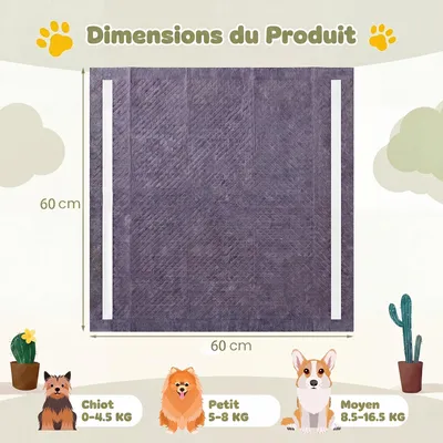GIANTEX 150 pcs Alese Jetable Chien 60 x 60cm au Charbon 6 Couches Étanches