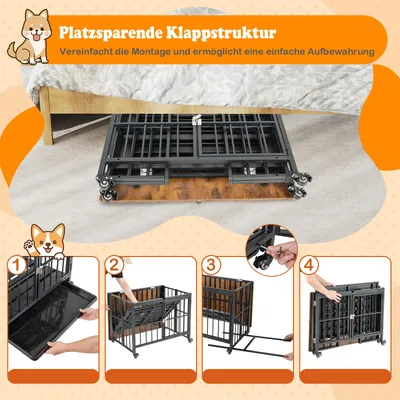 Giantex Zusammenklappbarer Hundekäfig Mit Holz Beistelltisch Und Rollen Giantex Zusammenklappbarer Hundekäfig Mit Holz Beistelltisch Und Rollen