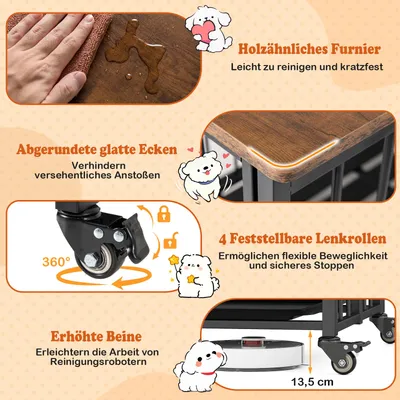 Giantex Zusammenklappbarer Hundekäfig Mit Holz Beistelltisch Und Rollen Giantex Zusammenklappbarer Hundekäfig Mit Holz Beistelltisch Und Rollen