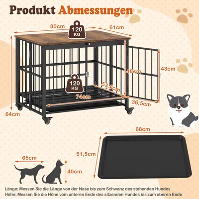 Giantex Zusammenklappbarer Hundekäfig Mit Holz Beistelltisch Und Rollen Giantex Zusammenklappbarer Hundekäfig Mit Holz Beistelltisch Und Rollen