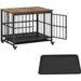 GIANTEX Cage Pliable Chien Table d'Appoint Bois,Roulettes,Plateau Amovible