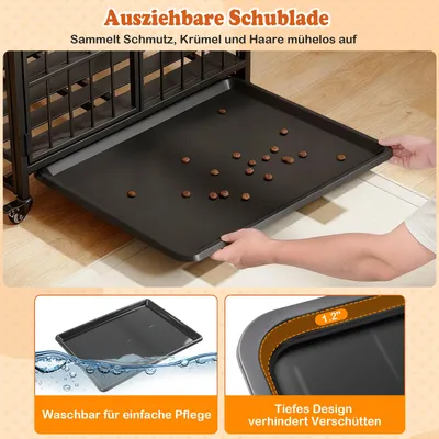 Giantex Zusammenklappbarer Hundekäfig Mit Holz Beistelltisch Und Rollen Giantex Zusammenklappbarer Hundekäfig Mit Holz Beistelltisch Und Rollen