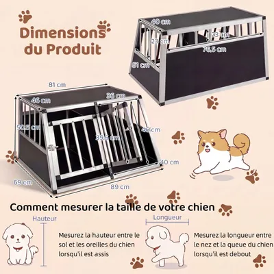 GIANTEX Cage pour Chien avec Porte Verrouillable en Aluminium Anti-Morsure