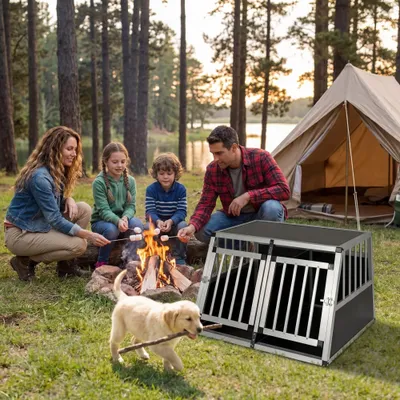 GIANTEX Cage pour Chien avec Porte Verrouillable en Aluminium Anti-Morsure