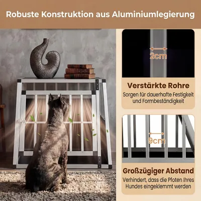 GIANTEX Hundekäfig Mit Abschließbarer Tür Aus Bissfestem Aluminium GIANTEX Hundekäfig Mit Abschließbarer Tür Aus Bissfestem Aluminium