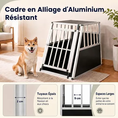 GIANTEX Cage pour Chien avec Porte Verrouillable en Aluminium Anti-Morsure