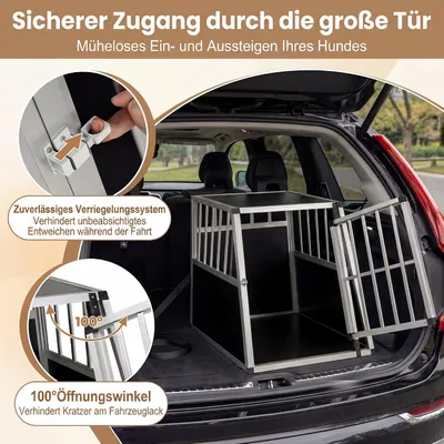 GIANTEX Hundekäfig Mit Abschließbarer Tür Aus Bissfestem Aluminium GIANTEX Hundekäfig Mit Abschließbarer Tür Aus Bissfestem Aluminium
