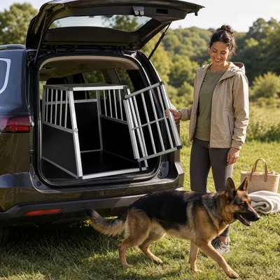 GIANTEX Cage pour Chien avec Porte Verrouillable en Aluminium Anti-Morsure
