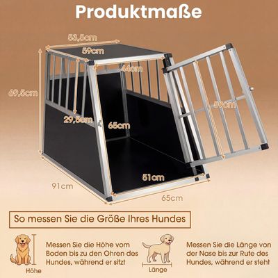 GIANTEX Hundekäfig Mit Abschließbarer Tür Aus Bissfestem Aluminium