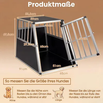 GIANTEX Hundekäfig Mit Abschließbarer Tür Aus Bissfestem Aluminium GIANTEX Hundekäfig Mit Abschließbarer Tür Aus Bissfestem Aluminium