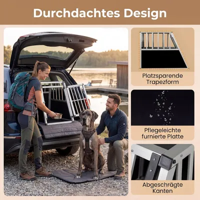 GIANTEX Hundekäfig Mit Abschließbarer Tür Aus Bissfestem Aluminium GIANTEX Hundekäfig Mit Abschließbarer Tür Aus Bissfestem Aluminium
