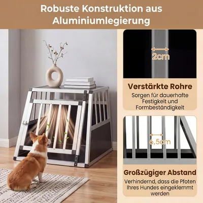 GIANTEX Hundekäfig Mit Abschließbarer Tür Aus Bissfestem Aluminium GIANTEX Hundekäfig Mit Abschließbarer Tür Aus Bissfestem Aluminium