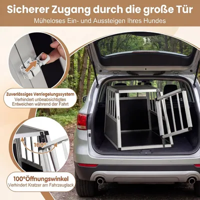 GIANTEX Hundekäfig Mit Abschließbarer Tür Aus Bissfestem Aluminium GIANTEX Hundekäfig Mit Abschließbarer Tür Aus Bissfestem Aluminium