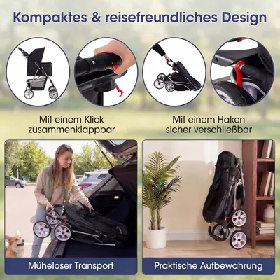 Giantex Zusammenklappbarer Hundewagen Mit Sonnendach Und Getränkehalter