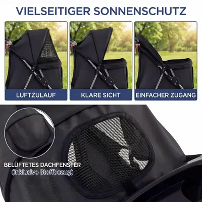 Giantex Zusammenklappbarer Hundewagen Mit Sonnendach Und Getränkehalter