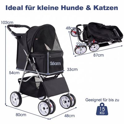 Giantex Zusammenklappbarer Hundewagen Mit Sonnendach Und Getränkehalter