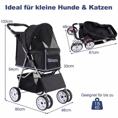 Giantex Zusammenklappbarer Hundewagen Mit Sonnendach Und Getränkehalter