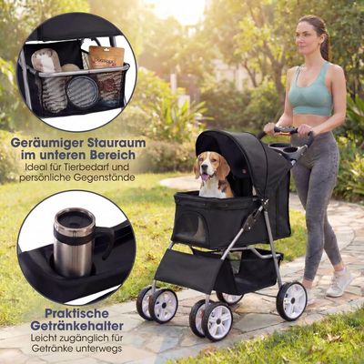 Giantex Zusammenklappbarer Hundewagen Mit Sonnendach Und Getränkehalter