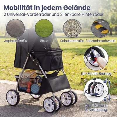 Giantex Zusammenklappbarer Hundewagen Mit Sonnendach Und Getränkehalter