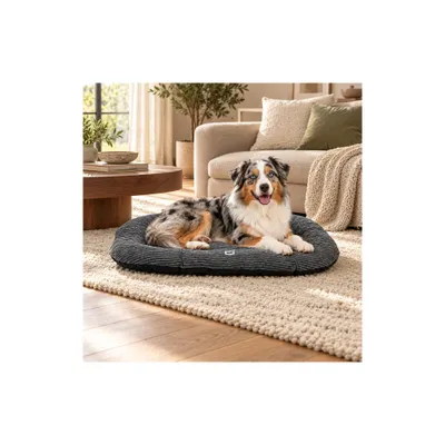 Mon Ami Luki - Coussin ovale antidérapant velours côtelé couleur gris