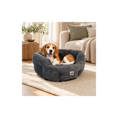 Mon Ami Luki - Panier rond antiderapant velours cotele couleur gris