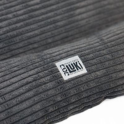 Mon Ami Luki - Coussin ovale antidérapant velours côtelé couleur gris