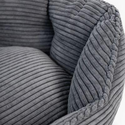 Mon Ami Luki - Panier rond antiderapant velours cotele couleur gris