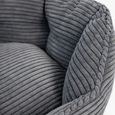 Mon Ami Luki - Panier rond antiderapant velours cotele couleur gris Mon Ami Luki - Panier rond antiderapant velours cotele couleur gris