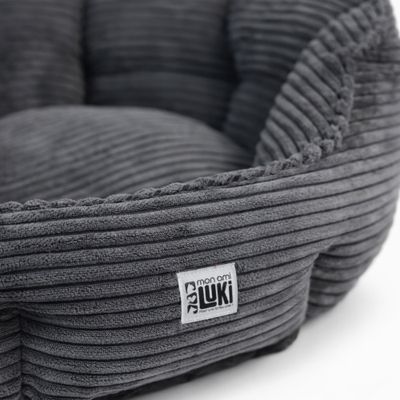 Mon Ami Luki - Panier rond antiderapant velours cotele couleur gris