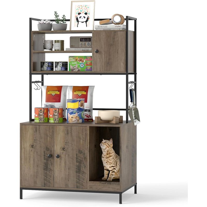 Giantex Multifunktionaler Katzenschrank Mit Katzenklo Und Kratzbereich