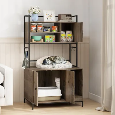 Giantex Multifunktionaler Katzenschrank Mit Katzenklo Und Kratzbereich Giantex Multifunktionaler Katzenschrank Mit Katzenklo Und Kratzbereich