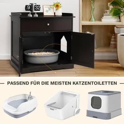 GIANTEX 3-in-1-Katzenmöbel,Verdeckte Katzentoilette Mit Schublade,Doppeltür GIANTEX 3-in-1-Katzenmöbel,Verdeckte Katzentoilette Mit Schublade,Doppeltür