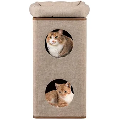 GIANTEX Maison pour Chat à 3 Niveaux avec Tapis à Gratter en Sisal Amovible