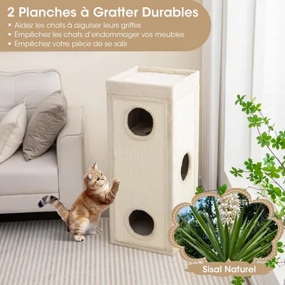 GIANTEX Niche Chat 4 Niveaux 40x40 cm, 3 Cachettes, Sisal, Coussin. GIANTEX Niche Chat 4 Niveaux 40x40 cm, 3 Cachettes, Sisal, Coussin.