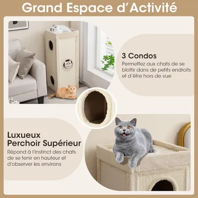 GIANTEX Niche Chat 4 Niveaux 40x40 cm, 3 Cachettes, Sisal, Coussin. GIANTEX Niche Chat 4 Niveaux 40x40 cm, 3 Cachettes, Sisal, Coussin.