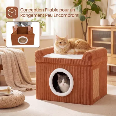 GIANTEX Maison Chat Intérieur,Niche,Tapis à Griffer en Sisal,Perchoir GIANTEX Maison Chat Intérieur,Niche,Tapis à Griffer en Sisal,Perchoir