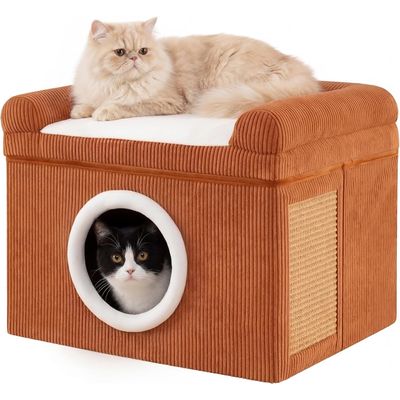 GIANTEX Maison Chat Intérieur,Niche,Tapis à Griffer en Sisal,Perchoir