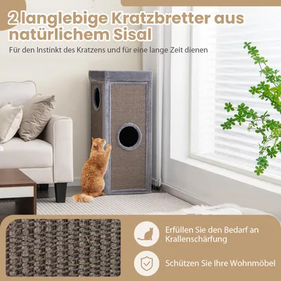 GIANTEX Wand-Kratzbaum 180 cm mit Sisal-Kratzstämmen,Hängematte GIANTEX Wand-Kratzbaum 180 cm mit Sisal-Kratzstämmen,Hängematte