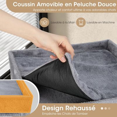 GIANTEX Niche Chat 4 Niveaux 40x40 cm, 3 Cachettes, Sisal, Coussin.